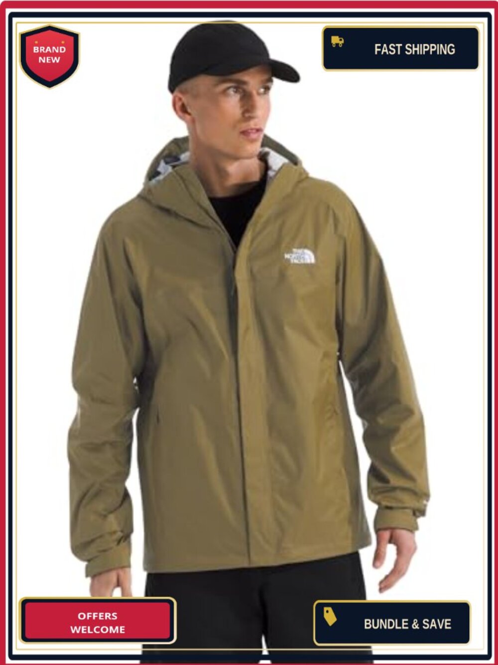 Men's Waterproof Rain Jacket Hooded Pit Zips
